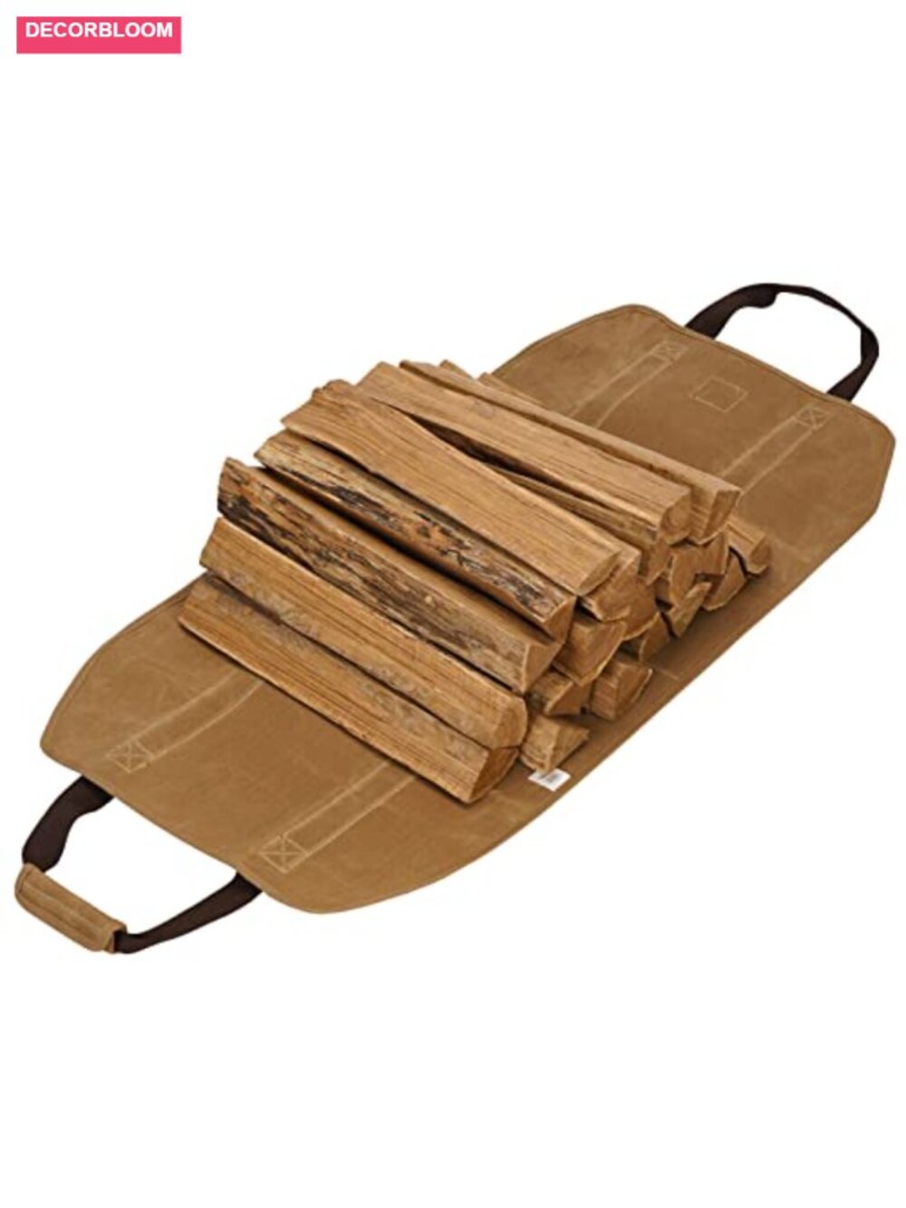Waxed Canvas Firewood Carrier Bag with Padded Handle, Foldable Log Tote - Picture 5 of 6